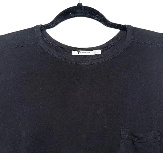 Alexander Wang T by Black Pocket Crewneck Long Sleeve Tee