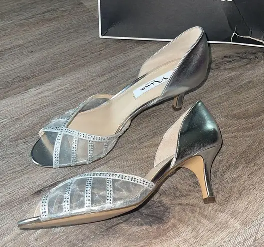 Nina NY Corita Silver Metallic Heels Size 8.5 Medium