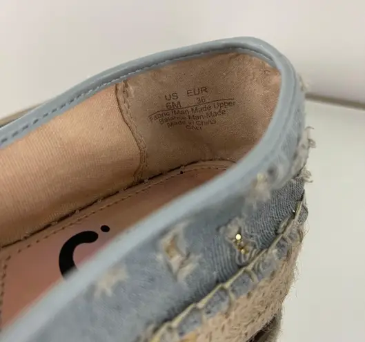 Circus by Sam Edelman Light Blue Glitter Denim Cali Espadrille Platform Flats