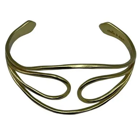 Stella & Dot Fitz Cuff Bangle Bracelet Gold Tone