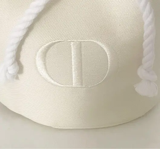 Christian Dior CD  Canvas Drawstring Cinched Beauty Pouch Round