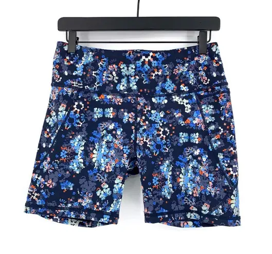 Sweaty Betty NWT Power 6" Biker Shorts Blue Floral Kaleidoscope Print M