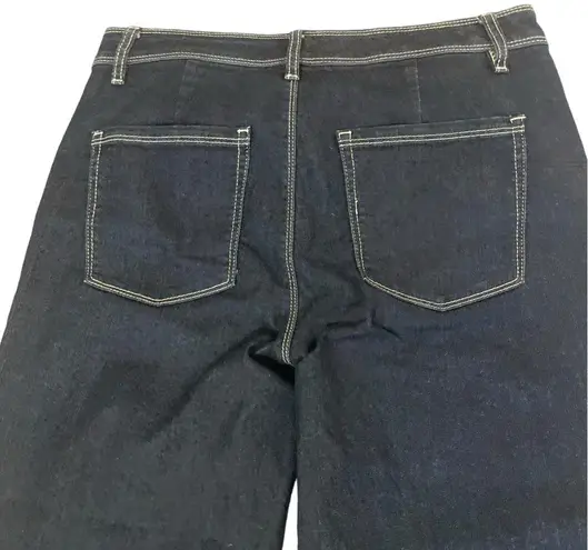 White House | Black Market  Jeans Wide Leg Cropped Dark Wash Stretch Denim Size 8