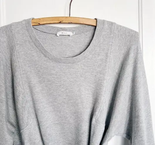ALC Frank ALC • Atlas Tie-Front Sweatshirt grey terry knit dolman sleeve wrap waist