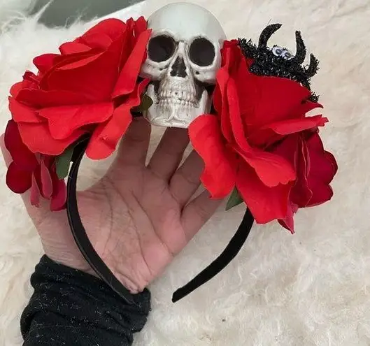 Halloween Day of the Dead Sugar Skull Skeleton Headband Costume Roses Goth