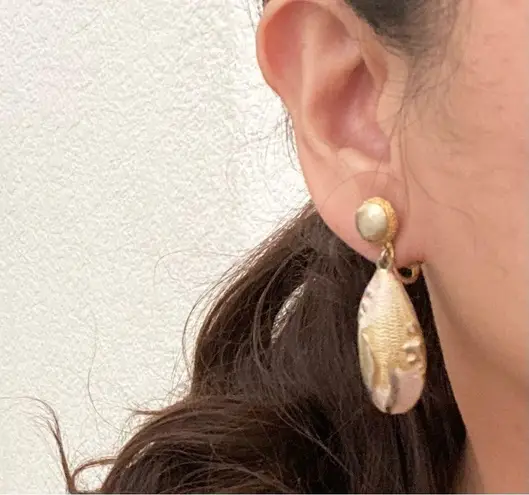 Park Lane Vintage Textured Brushed Gold-tone Reef Themed Teardrop Earrings