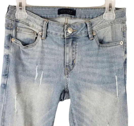 Just USA Light Blue Distressed Flared Leg High Rise Jeans Size 3 Junior.