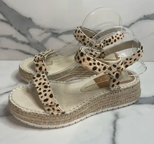 Dolce Vita | Leopard Print Calf Hair Hook & Loop Platform Chucky Sandals Sz 9.5 Brown