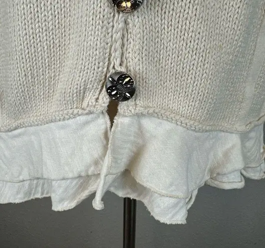 Pure Handknit Shawl Collar Button Cardigan Sweater Size M Medium Ivory Layered