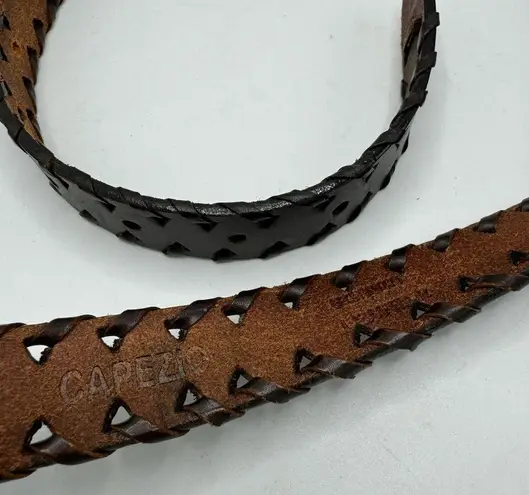 Capezio Brown Leather braided Belt Size M/L Medium Large