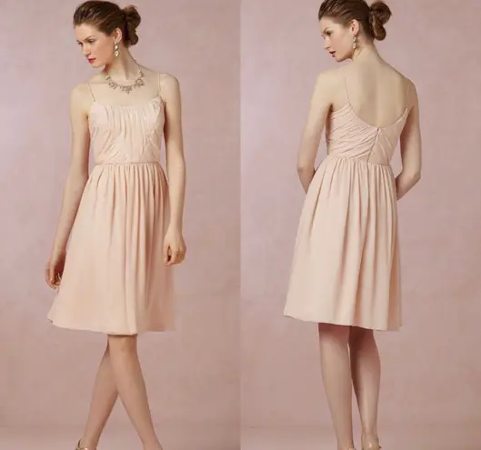 BHLDN NWT $200  Giselle Rose Chiffon Hook-And-Eye Closure Knee Length Dress 4