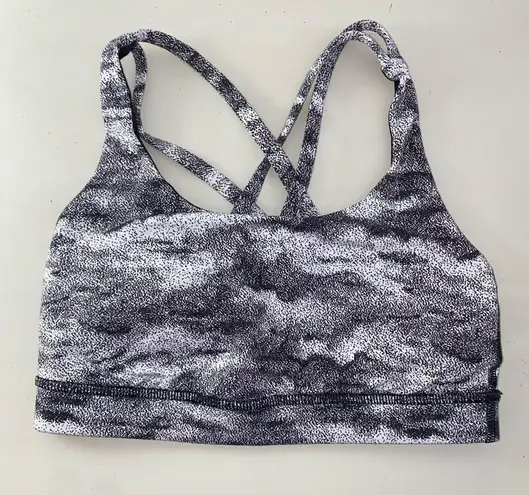 Lululemon  Energy Bra Power Luxtreme Hazy Days Black White size 4