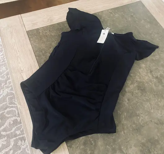 One Piece Swimsuits for Women Zip Front Rash Guard Short Sleeve Tummy Control Surfing Sport Bathing Suits