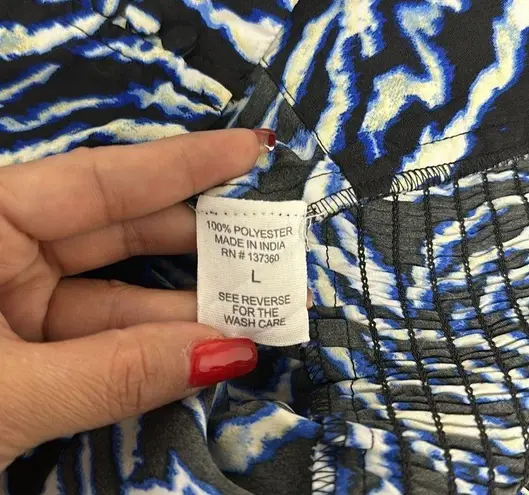 Live 4 Truth ANIMAL PRINT BALLOON PUFF LONG SLEEVES CROPPED BLOUSE Sz Large SMOCKED WAIST