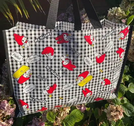 Sanrio My Melody White And Black Checkered Tote Bag