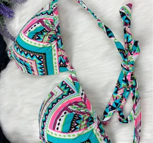 Hula Honey Women's Aztec Print Push-Up Bikini Top Multicolor Size M