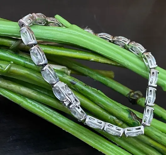 Sterling Silver Vintage FAS 925 Stamped CZ Cubic Zirconia Tennis Bracelet