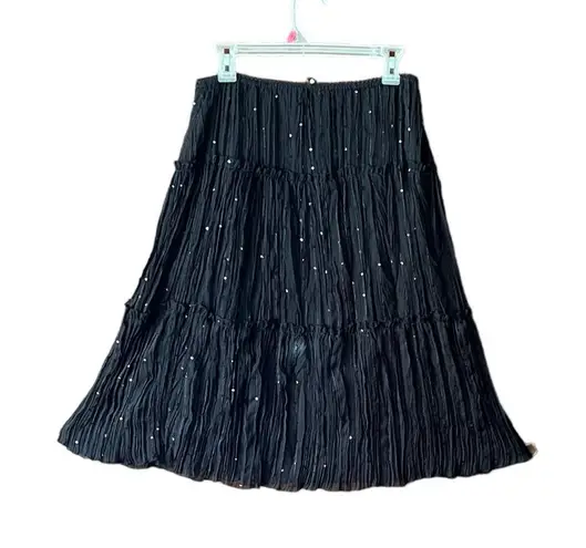 Black sequin boho witchy skirt great for Halloween sparkle tiered skirt. M Size M