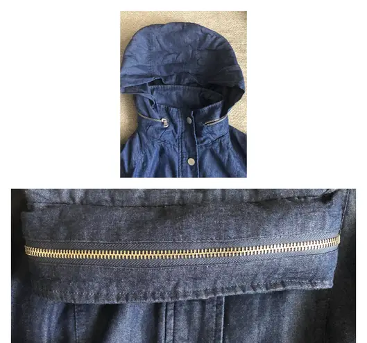 New York & Co. Navy Blue Denim Trench Coat