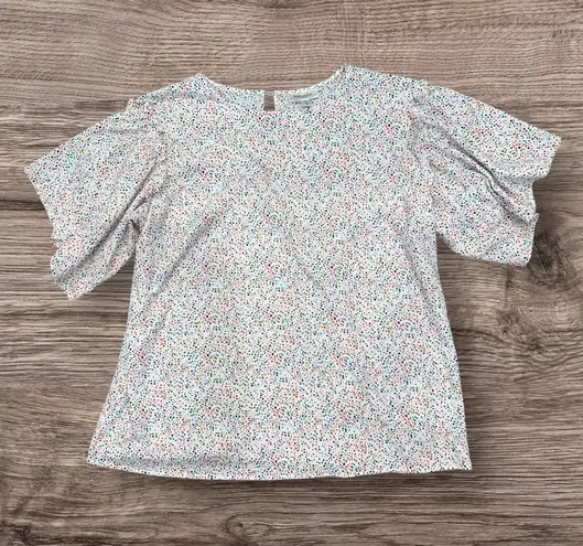 Motherhood Maternity Speckled Ruffle Wide Short Sleeve Blouse Size XL Top