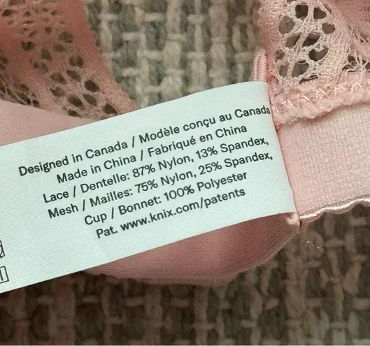 Knix Lace Deep V Bralette Bra Rose Water Pink Women’s Size Medium