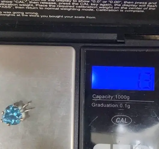 Sterling Silver Vintage 925 Blue Topaz CZ Cubic Zirconia Heart Pendant 1.3g