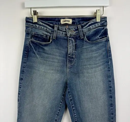 L'Agence NEW Margot High Rise Ankle Jeans Blanks Blue Denim Skinny US 25.