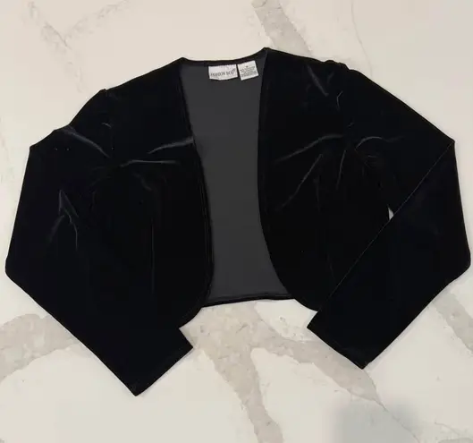 Fashion Bug Vintage y2k Black Velvet Cropped Shrug Women's 8 Dress Jacket Bolero