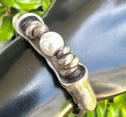 Uno de 50 Desertica silver plated faux pearl brown leather bracelet