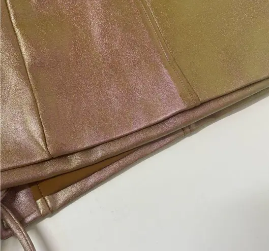 Nicholas Sofie Metallic Rose Wrap Style Lace Up Mini Skirt Size 4