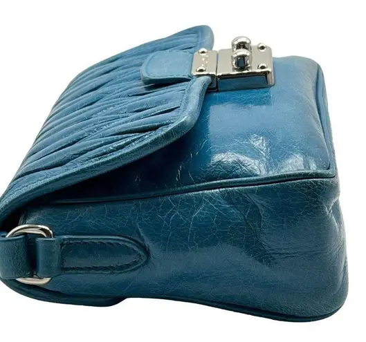 Miu Miu Laguna Matelasse’Lux Bandoliera blue shoulder bag model 5BH088