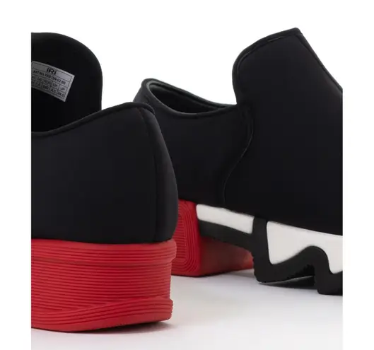 iRI NYC Wes Sneakers Black Red Unisex SZ 37 US 7W Slip Ons Neoprene Italian NEW