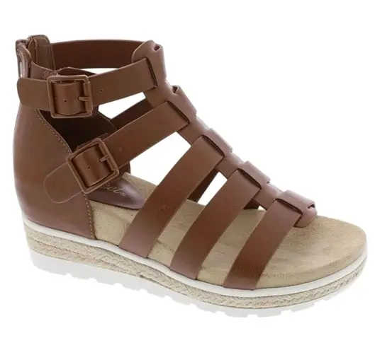Easy Street Simone Gladiator Platform Wedge Sandals in Cognac Size 11 New in Box