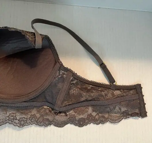 Thalia Sodi Bra Deep Purple Metallic Longline Lace Underwire Bra Sz 38C EUC