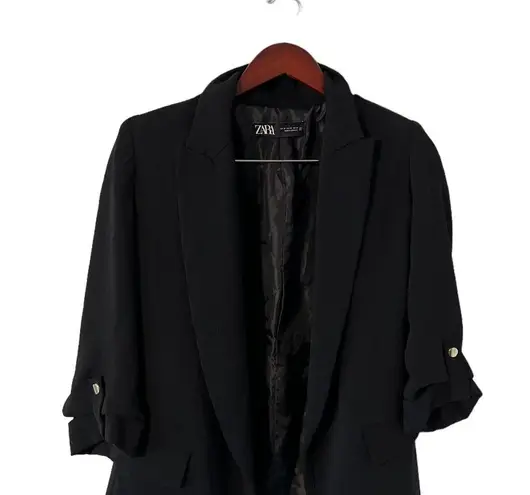 ZARA  Black Rolled Up Open Blazer Jacket