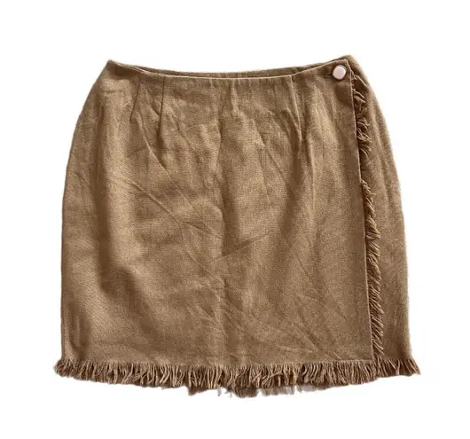 Vintage KGR Wool Blend Wrap Mini Skirt Tan Size 14