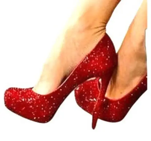 Schutz Stilletos Red Glitter Platform High Heels Lux Glam Party Shoes Size 5B