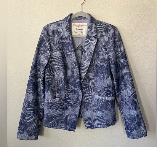 Anthropologie Cartonnier Navy Fern Brocade Smart Suit Jacket Womens Size 10 Blue