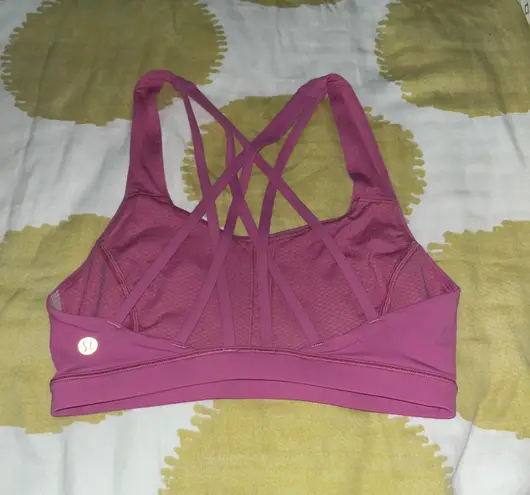 Lululemon Free To Be Serene Sports Bra Size 4 Pink Blossom Gold Logo