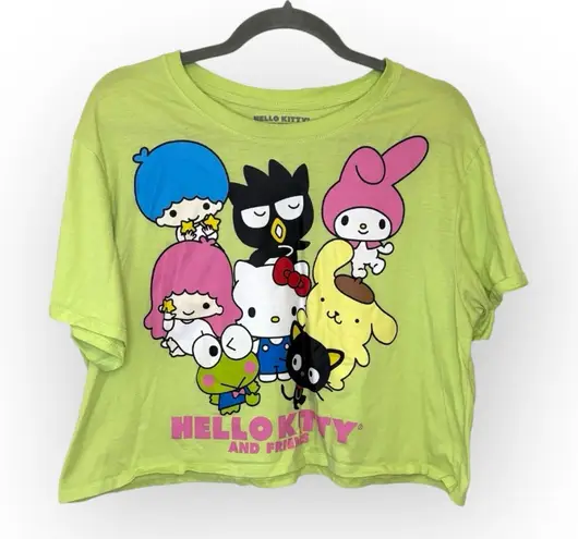 Hello Kitty  Sanrio Friends Lime Green Cropped Tee Y2K Kawaii Graphic XXL - Image 1