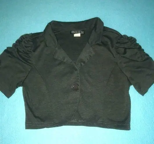 GEORGE A. Ltd single button ruched short sleeve cropped jacket Y2K size S