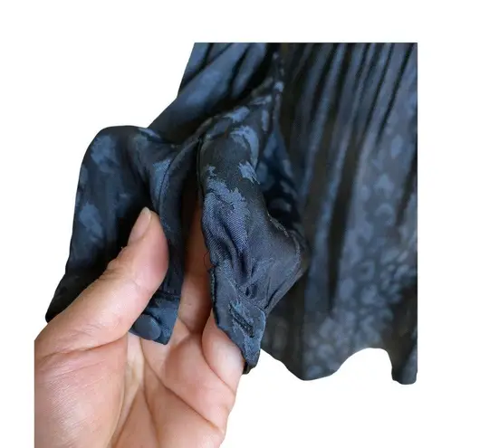 Avec Les Filles Romper Animal Print Black Teal Cold Shoulder Ruffle LS Small EUC