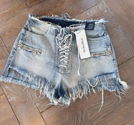 Unravel Project Lace Up Denim Shorts Size 25/2 Blue