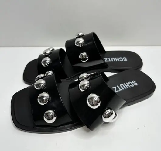 Schutz  Shoes Womens Size 6 Lizzie Sandals Black Rubber Silver Stud Slides