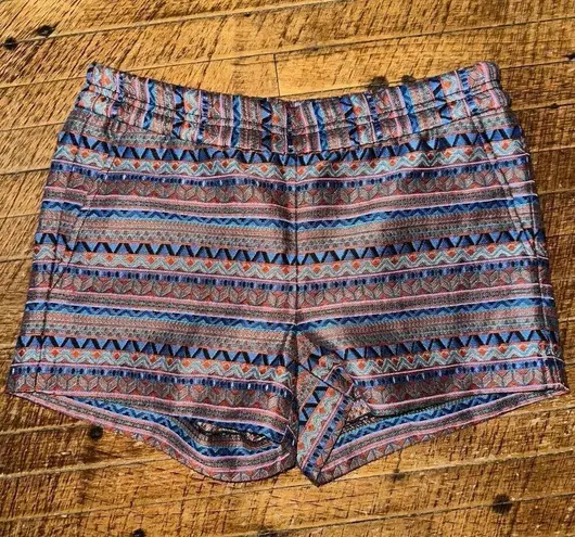 J Crew brocade striped elastic waist 00 preppy shorts Red