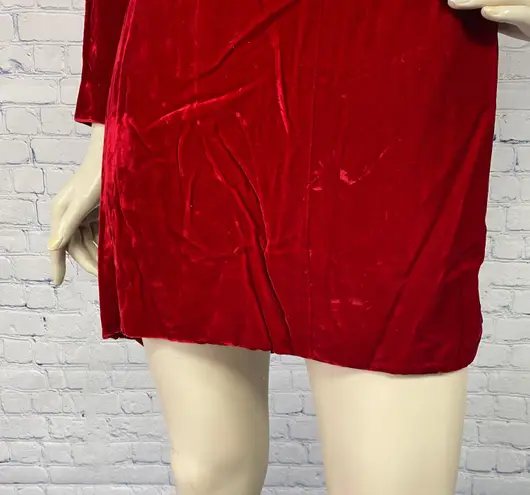 Vintage 60s Red Velvet GoGo Mod Mini Dress M/L Size M