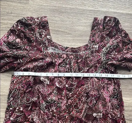 Maeve Purple and Pink Tiered Puff Sleeve Sundress Womens Floral Midi Boho Dress