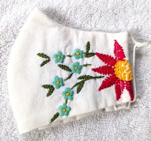 Handmade Pocket Filter Embroidered Face Mask