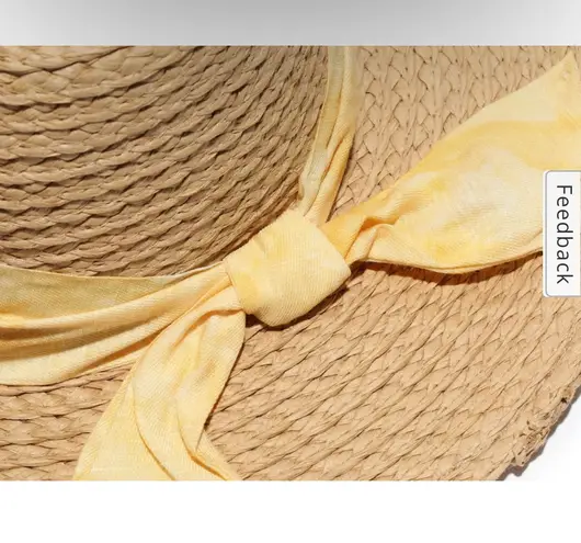 Kelly & Katie Straw Ribbon Panama Hat in Tan & Yellow NEW