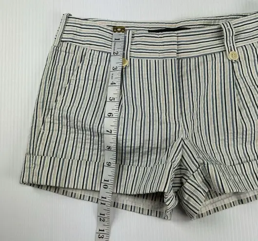 BCBG Maxazria Blue Striped Low Rise Shorts Size 0 Pleated Front Cuffed